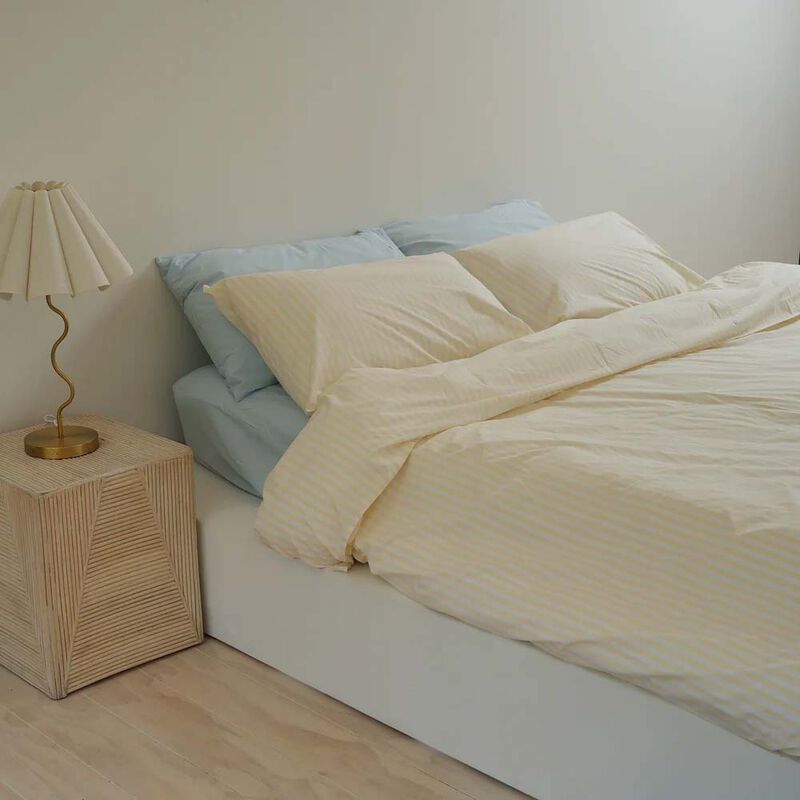 Home Lab 100% Stonewashed Cotton Stripe Duvet Set image number 3